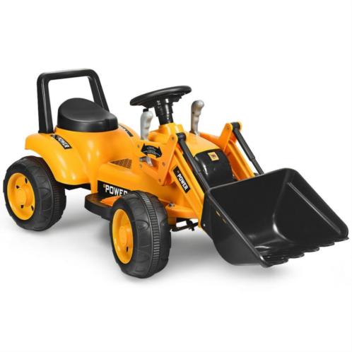 Slickblue Kids Ride On Excavator Digger 6v Battery Powered Tractor -yellow