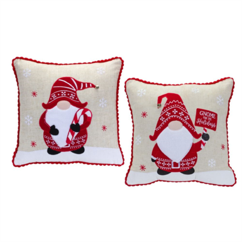 Slickblue Embroidered Gnome And Nordic Snowflake Pillow (set Of 2)