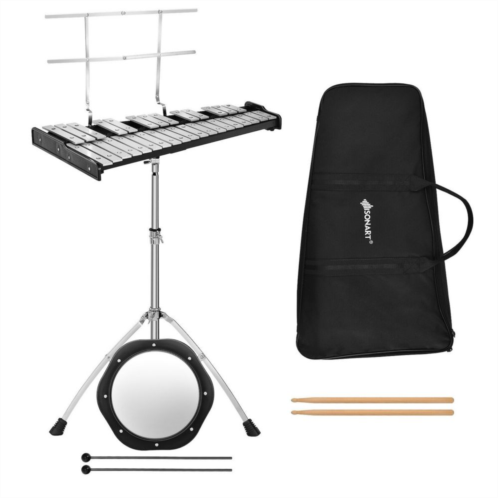 Slickblue 32 Note Glockenspiel Xylophone Percussion Bell Kit With Adjustable Stand