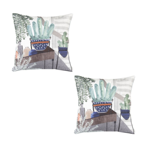 Slickblue Potted Plants And Foliage Pillow (set Of 2)