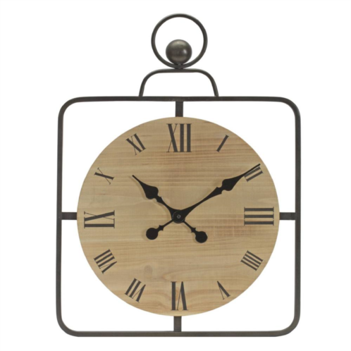 Slickblue Wooden Wall Clock In Iron Frame 16d