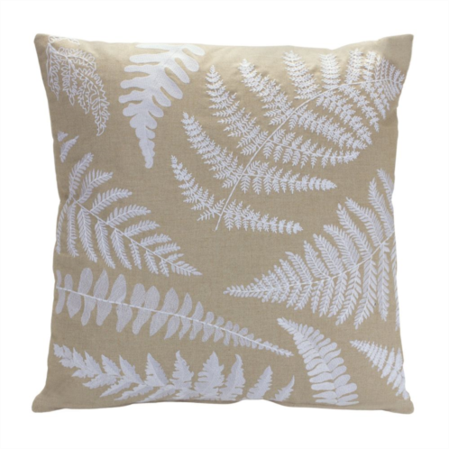 Slickblue Embroidered Fern Foliage Throw Pillow 18sq