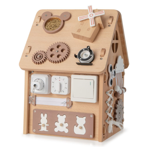 Slickblue Multi-purpose Busy House With Sensory Games And Interior Storage Space