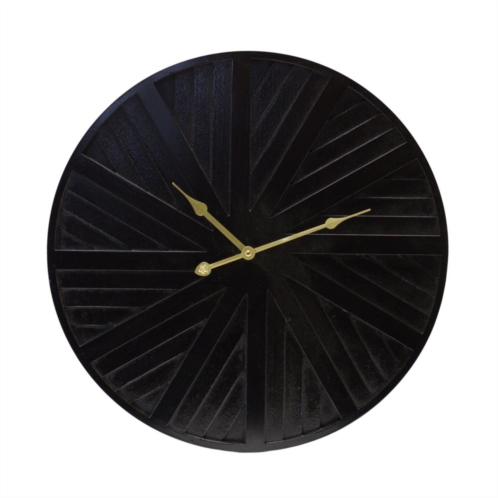 Slickblue Modern Wood Wall Clock With Gold Hands 19.5d