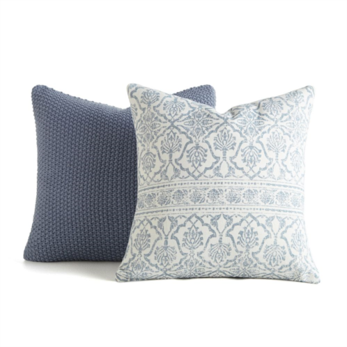 Urban Lofts 2-pack Decor Throw Pillows Seed Stitch Knit With Cotton Patterns In Antirpue Floral