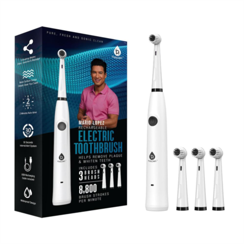 Pursonic Mario Lopez Usb Rechargeable Electric Toothbrush With 3 Brush Heads