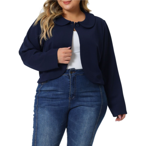 Agnes Orinda Bolero Shrugs For Women Plus Size Business Long Sleeve Peter Pan Cardigan Crop Jackets