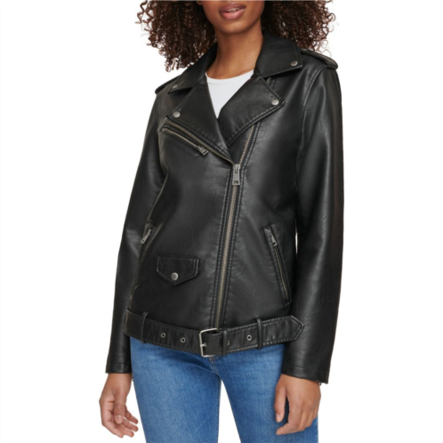 Womens Levis Faux Leather Belted Moto Jacket