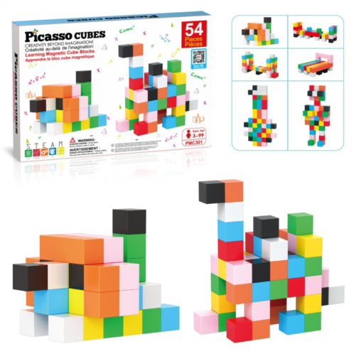 PicassoTiles PMC301 Magnet Cube Building Blocks 54 Piece Set