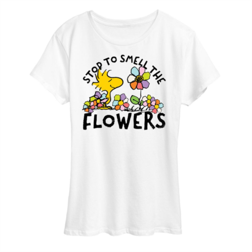 Licensed Character Womens Peanuts Woodstock Smell The Flowers Graphic Tee