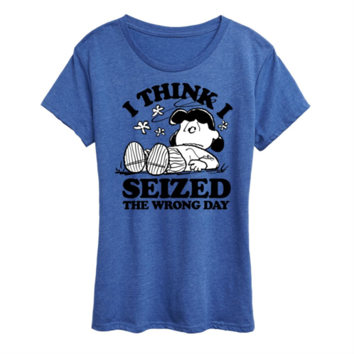 Licensed Character Womens Peanuts Lucy Seized The Wrong Day Graphic Tee