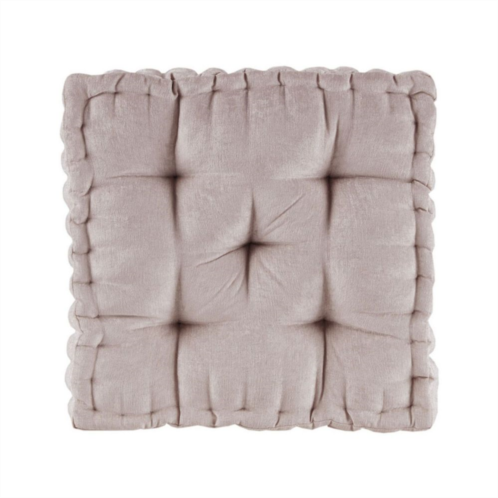 Abrihome 20x20 Scalloped Edge Tufted Detailing Hypoallergenic Polyester Chenille Square Floor Pillow Cushion