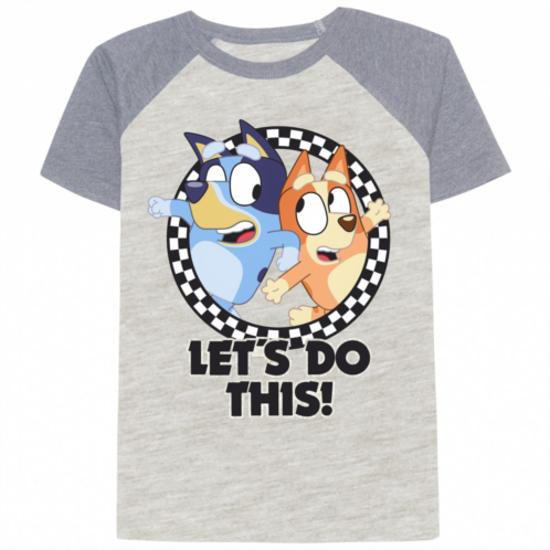 Boys 4-12 Jumping Beans Bluey and Bingo Lets Do This! Raglan Graphic Tee