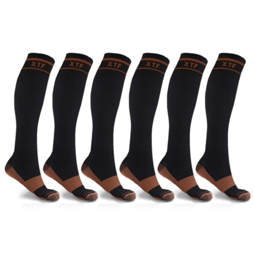 Extreme Fit Unisex Copper-infused Knee High-energy Compression Socks - 6 Pair