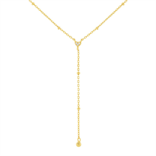 PRIMROSE 18k Gold Vermeil Pave Cubic Zirconia Heart Y Necklace