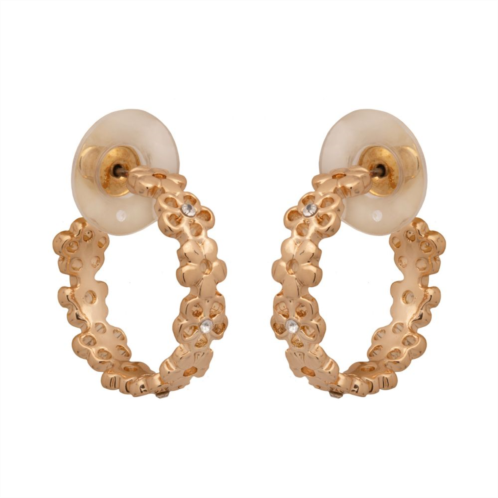 LC Lauren Conrad Gold Tone Small Floral Hoop Earrings
