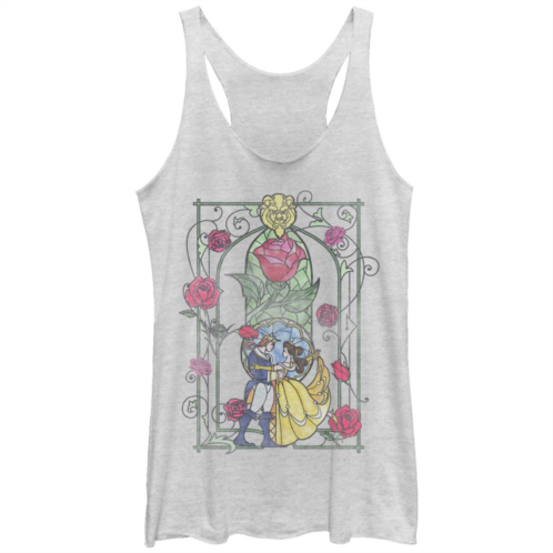 Licensed Character Juniors Beauty And The Beast Stained Glass Tri-Blend Racerback Graphic Tank Top