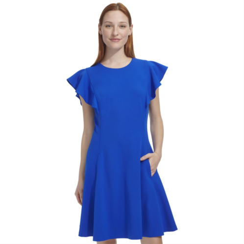 Womens Andrew Marc Ruffle Fit And Flare Mini Dress