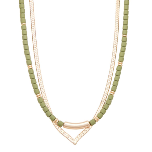 Sonoma Goods For Life Gold Tone Double-Strand Beaded & Chain Necklace