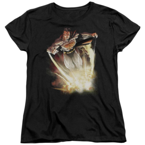 Licensed Character Superman Explosive Short Sleeve Womens T-shirt