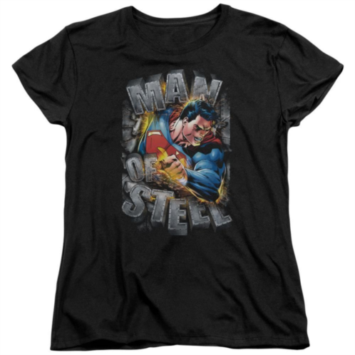 Licensed Character Superman Ripping Steel Short Sleeve Womens T-shirt