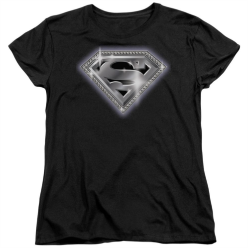 Licensed Character Superman Bling Shield Short Sleeve Womens T-shirt