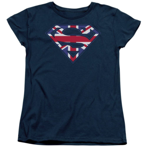 Licensed Character Superman Great Britian Shield Short Sleeve Womens T-shirt
