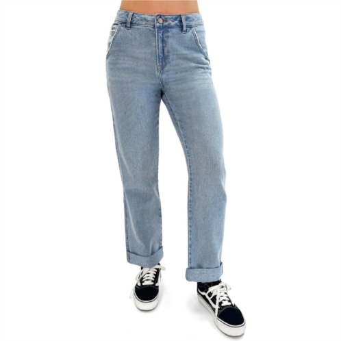 Juniors Rewash Rolled Hem Straight Carpenter Jeans