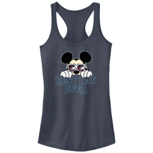 Disneys Mickey Mouse Sunglasses Best Day Ever Juniors Racerback Graphic Tank Top