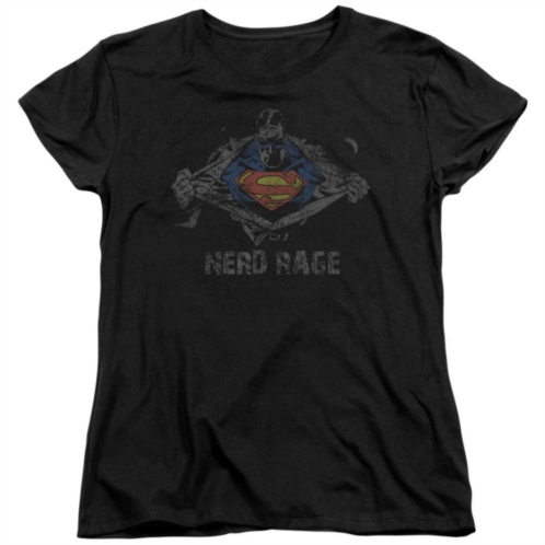 Licensed Character Superman Nerd Rage Short Sleeve Womens T-shirt