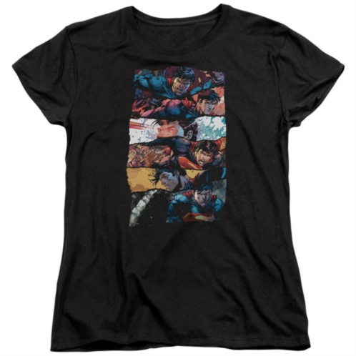 Licensed Character Superman Torn Collage Short Sleeve Womens T-shirt