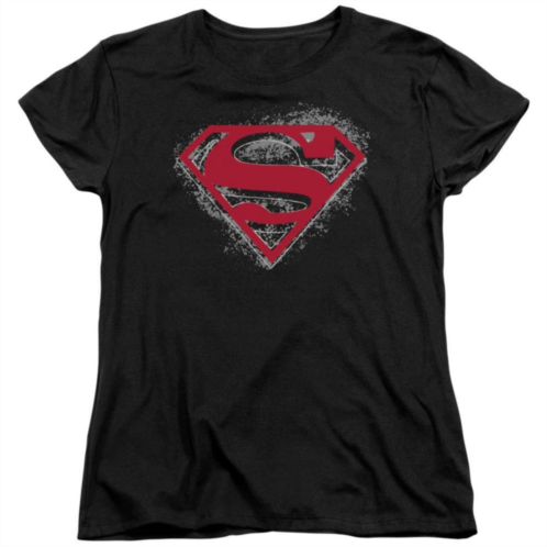 Licensed Character Superman Hardcore Noir Shield Short Sleeve Womens T-shirt