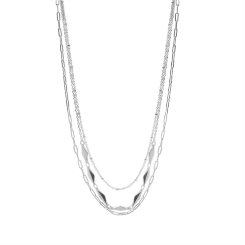LC Lauren Conrad Silver Tone 3 Row Paperclip Chain Necklace