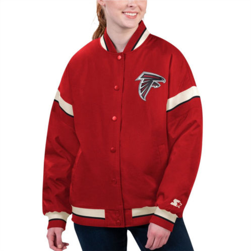 Womens Starter Red Atlanta Falcons Tournament Full-Snap Varsity Jacket
