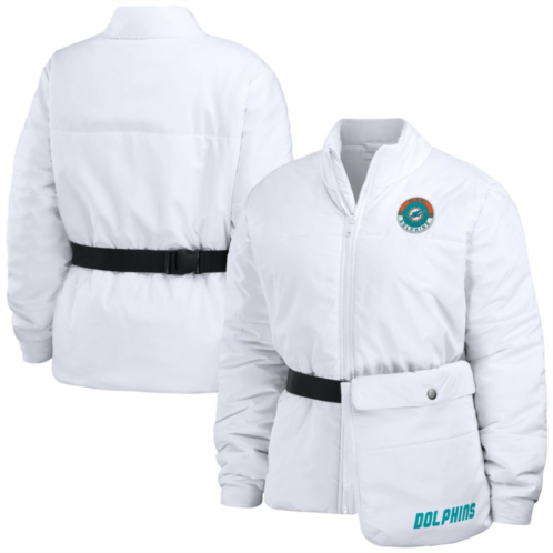 Womens WEAR by Erin Andrews White Miami Dolphins Packaway Full-Zip Puffer Jacket