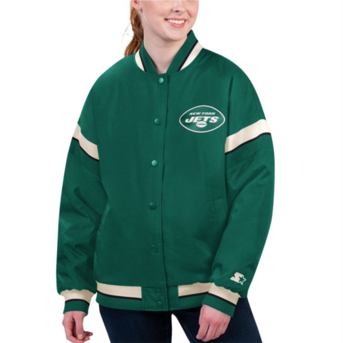 Womens Starter Green New York Jets Tournament Full-Snap Varsity Jacket