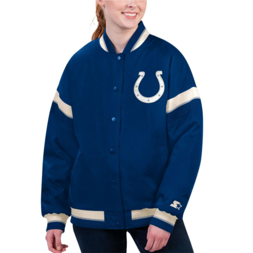 Womens Starter Royal Indianapolis Colts Tournament Full-Snap Varsity Jacket