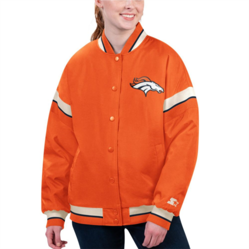 Womens Starter Orange Denver Broncos Tournament Full-Snap Varsity Jacket