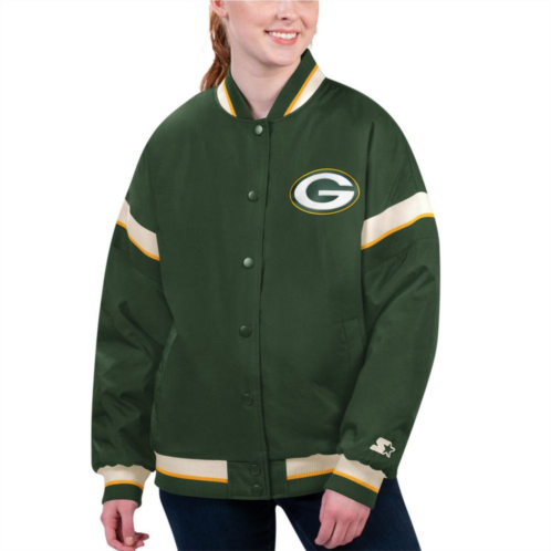 Womens Starter Green Green Bay Packers Tournament Full-Snap Varsity Jacket