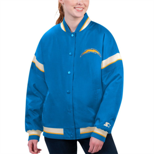 Womens Starter Powder Blue Los Angeles Chargers Tournament Full-Snap Varsity Jacket