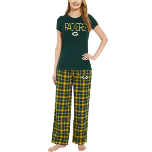 Unbranded Womens Concepts Sport Green/Gold Green Bay Packers ArcticT-Shirt & Flannel Pants Sleep Set
