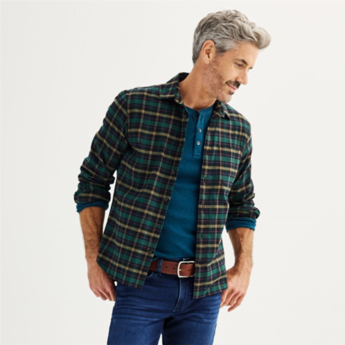 Mens Apt. 9 Premier Flex Slim-Fit Flannel Button-Down Shirt