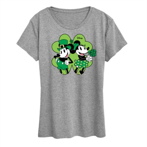 Disneys Mickey & Minnie Mouse Womens Shamrock Graphic Tee