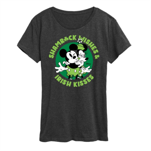 Disneys Mickey & Minnie Mouse Womens St. Patricks Kisses Graphic Tee