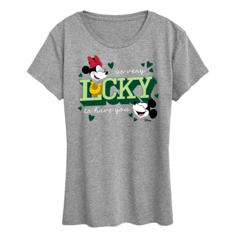 Disneys Mickey & Minnie Mouse Womens Lucky To Have You Graphic Tee