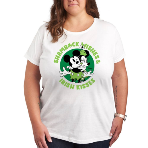 Disneys Mickey & Minnie Mouse Plus Wishes Irish Kisses Graphic Tee