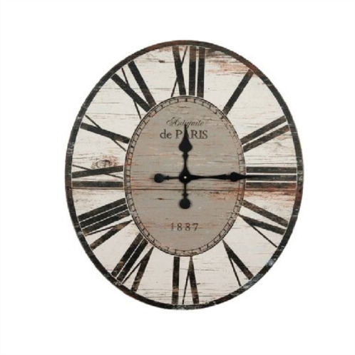 Slickblue White Washed Oversized Distressed Paris Wood Wall Clock