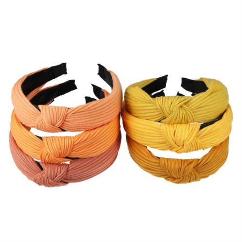 Unique Bargains 6pcs Wide Knotted Headbands Wide Headbands For Women Girl Yellow Orange 1.18