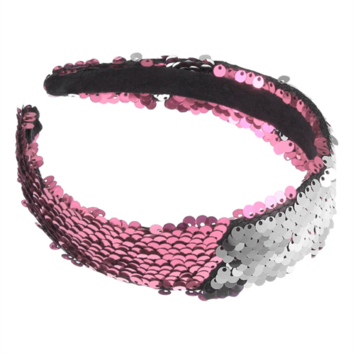 Unique Bargains Sequin Headband Sparkle Headbands Shiny Elastic Headbands Pink Silver Tone