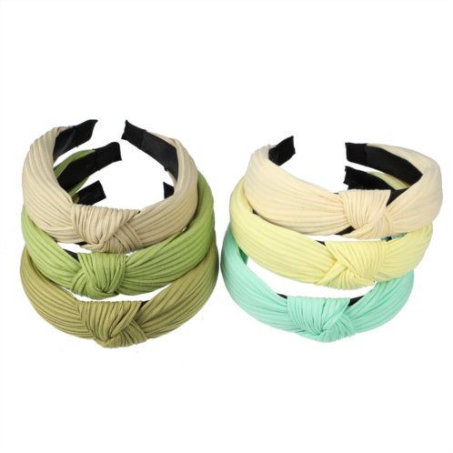 Unique Bargains 6pcs Wide Knotted Hair Headband For Women Beige Light Coffee Green 1.18 Wide